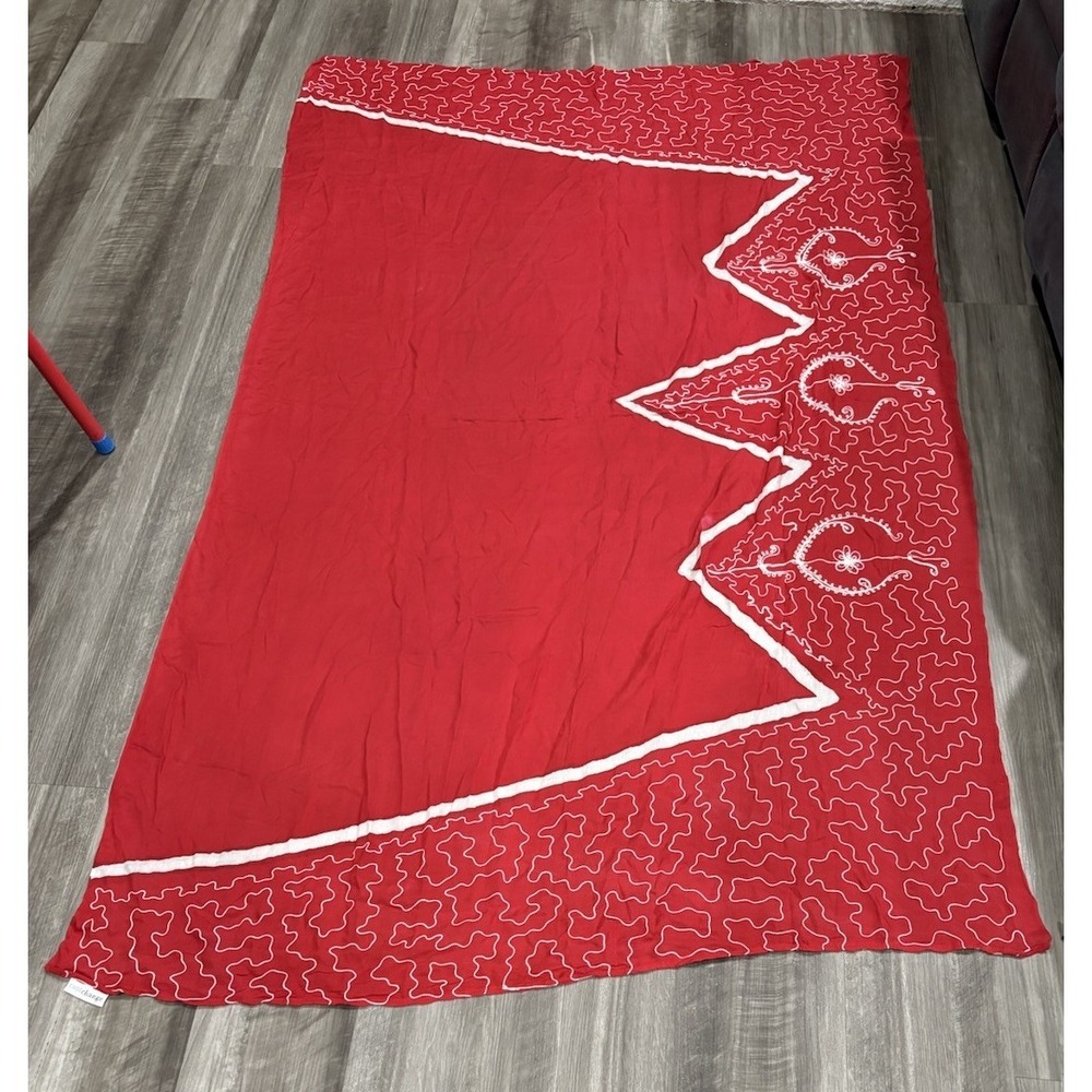 Cool Change Red Hand Embroidered Sarong Wrap 100% Rayon Beach Cover Up